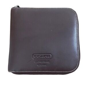 Coach Vintage Brown Leather Zip Closure CD Case